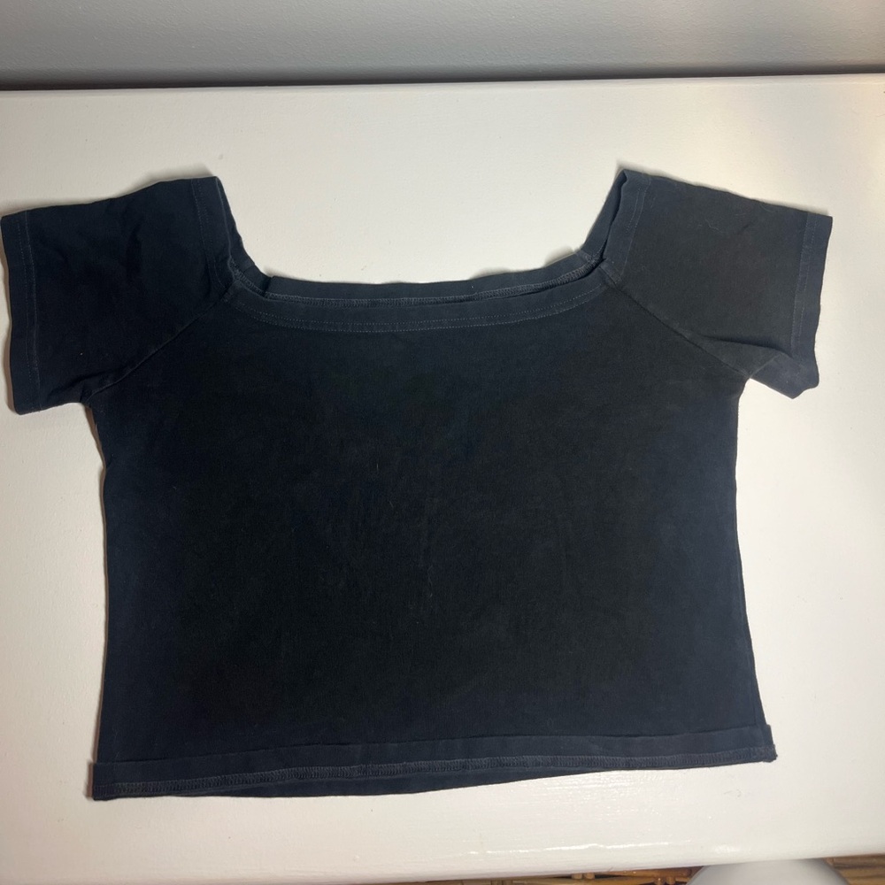 Brandy Melville, black cropped off shoulder top